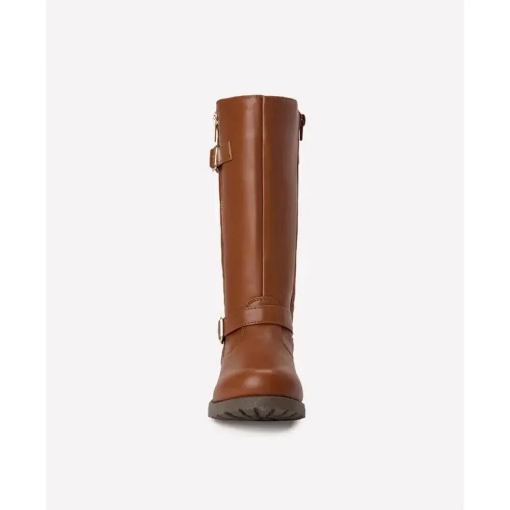 FabKids Brown Quilted Moto Boots - Girls Size 5